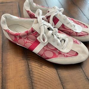 Coach Pink Signature Sneakers Women’s Size 9.5 Y2K Retro Low Top Canvas Shoes